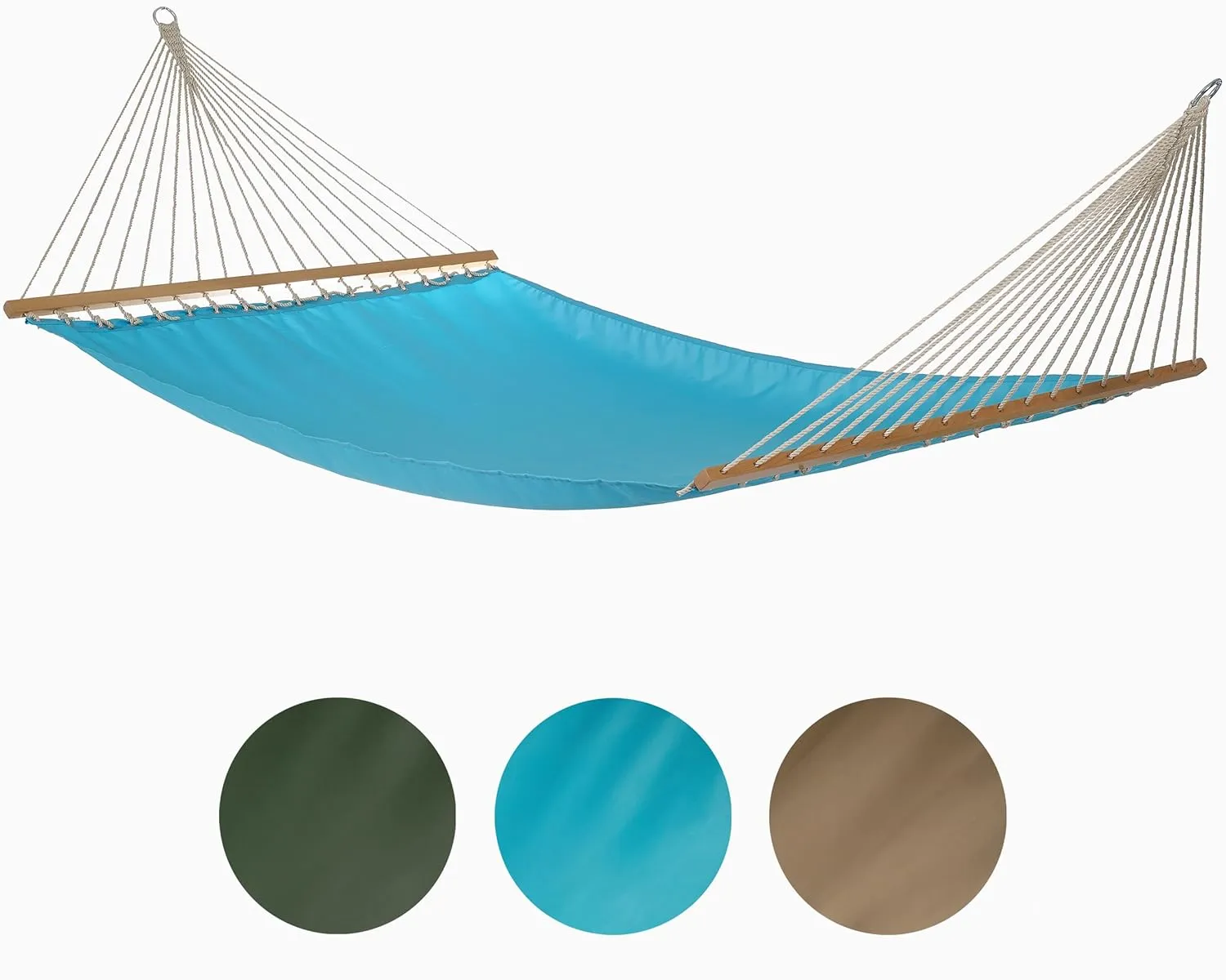 Fab Habitat Solid Recycled Polyester Hammock - Fargo - Blue - Indoor/Outdoor, Quick Dry, 2 Person 460 lbs Capacity - Patio, Poolside, Backyard, Garden, Beach, Balcony - 12-14 ft Adjustable
