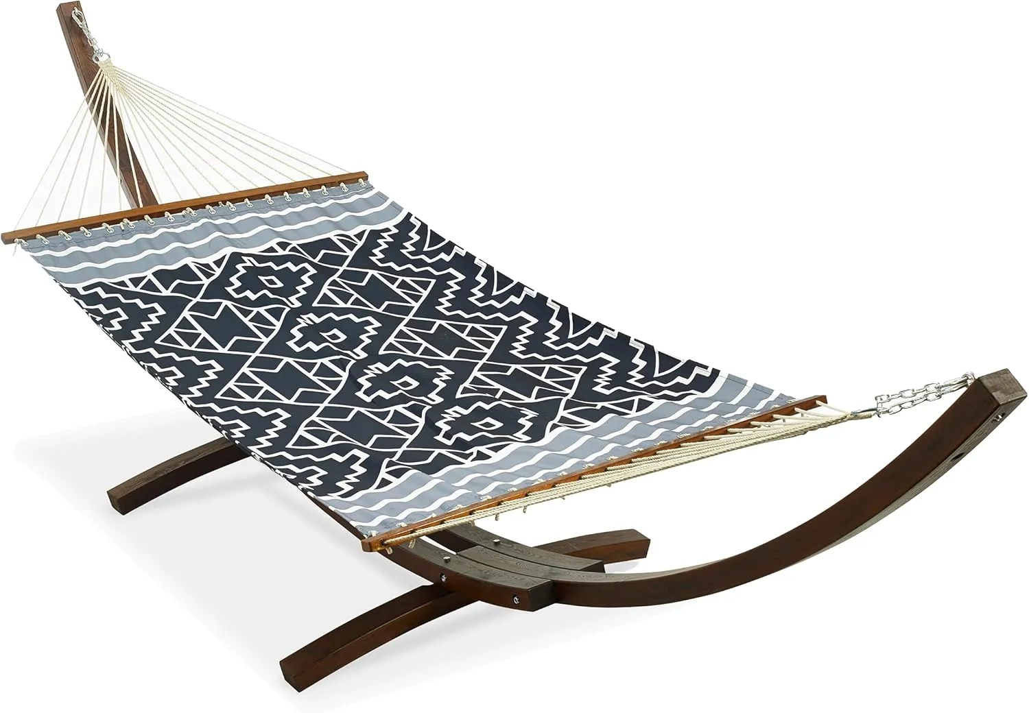 Fab Habitat Tribal Recycled Polyester Hammock - Kilimanjaro - Black - Indoor/Outdoor, Quick Dry, 2 Person 460 lbs Capacity - Patio, Poolside, Backyard, Garden, Beach, Balcony - 12-14 ft Adjustable
