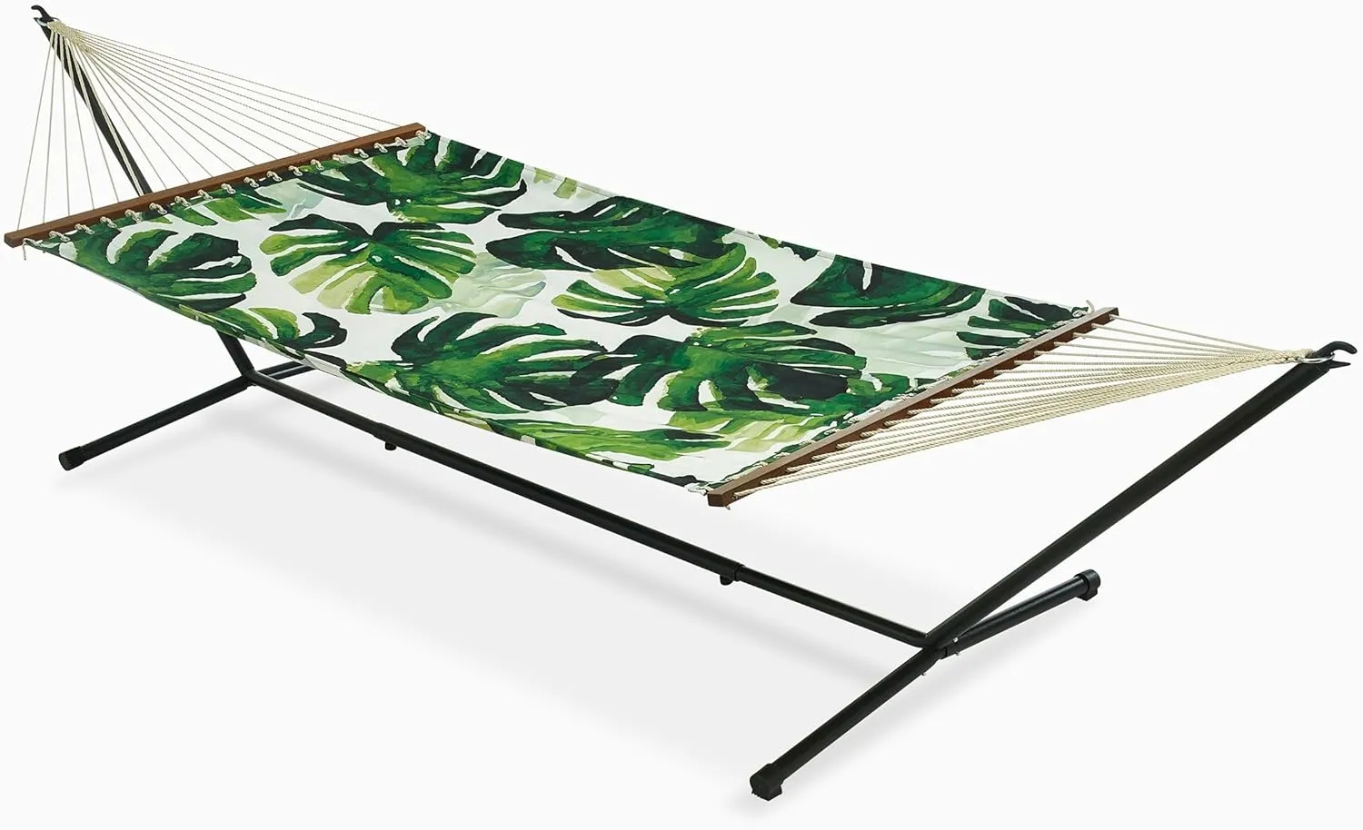 Fab Habitat Tropical Botanical Recycled Polyester Hammock - Panama - Green - Indoor/Outdoor, Quick Dry, 2 Person 460 lbs Capacity - Patio, Poolside, Backyard, Garden, Beach - 12-14 ft Adjustable