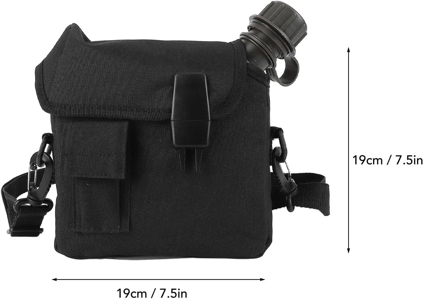 F&Y 1.5L Outdoor Flat Water Bottle with Waist Bag – Portable Leakproof PVC Hydration Bottle for Hiking & Camping (Black)