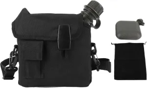 F&Y 1.5L Outdoor Flat Water Bottle with Waist Bag – Portable Leakproof PVC Hydration Bottle for Hiking & Camping (Black)