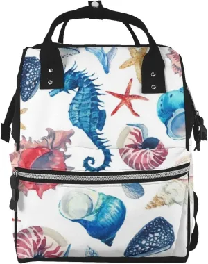 Fashion Diaper Bag Mummy Backpack Seashells Beach Starfish Seahorse Nappy Bag Large Capacity Baby Care Bags For Mom Dad