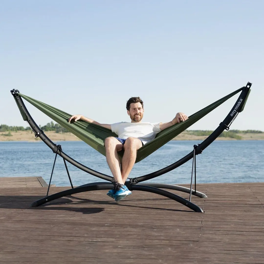 Fast Set-up in 3 Seconds Adjustable Portable Aluminum Alloy Hammock Stand for Outside with Chair Mode & Lounge Mode up to 105'' - 550 LBS Capacity - Compact & Portable & Stable on Any Terrain