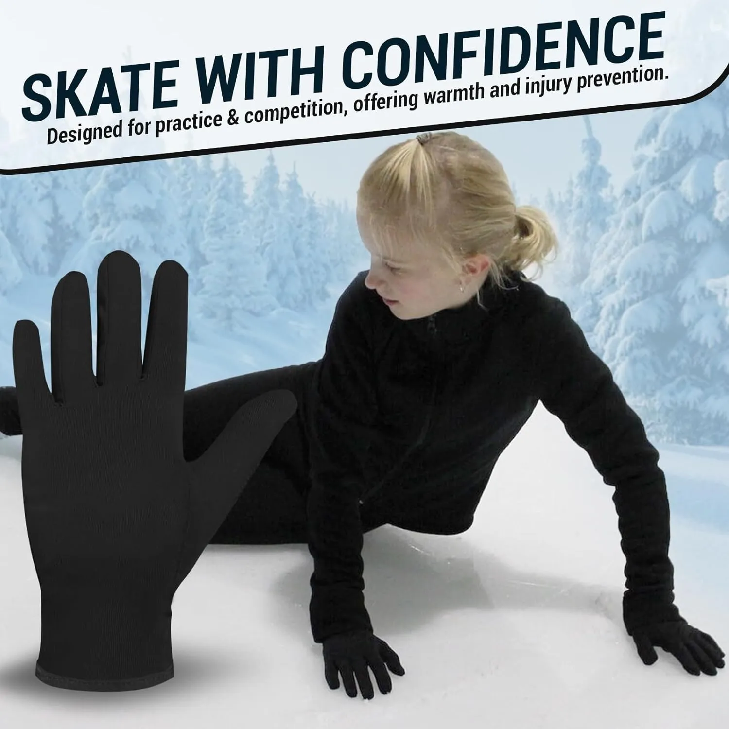 Figure Skating Gloves for Girls | Gel Padded Ice Skate Gloves | Thermal, Padded Wrist Protection | Multiple Colors