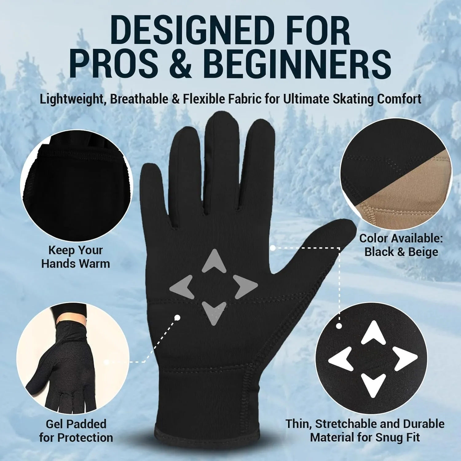 Figure Skating Gloves for Girls | Gel Padded Ice Skate Gloves | Thermal, Padded Wrist Protection | Multiple Colors
