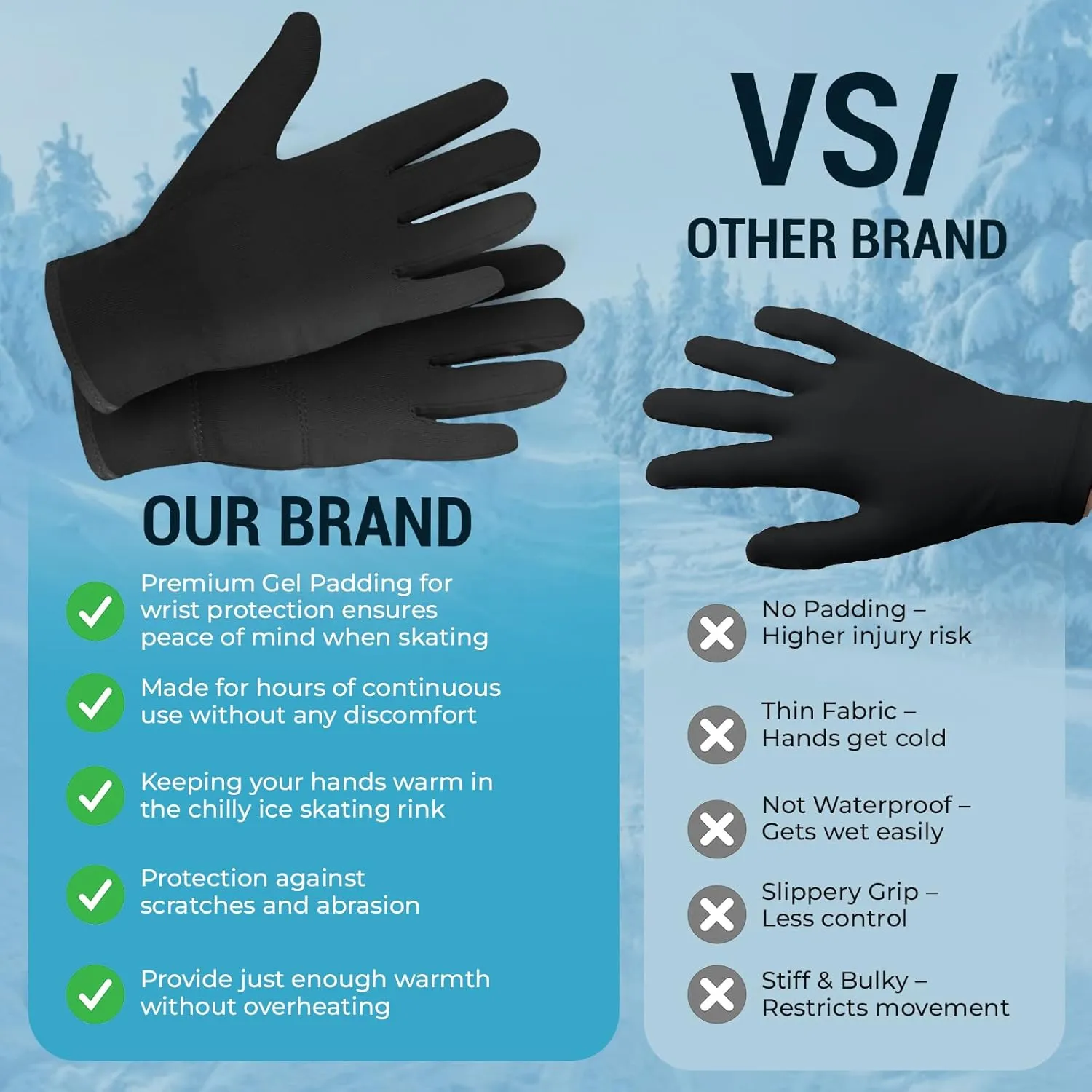 Figure Skating Gloves for Girls | Gel Padded Ice Skate Gloves | Thermal, Padded Wrist Protection | Multiple Colors