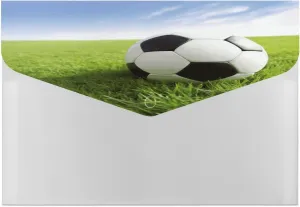 File Folders Portable Soccer Ball On Grassy Printing File Storage Bag Durable Folder Organizer for Home Or Office