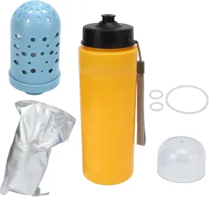Filtered Water Bottle Outdoor Portable System with Hollow Fiber Membrane Filter for Hiking Camping 750ml Leakproof Silicone Mouth (Yellow)