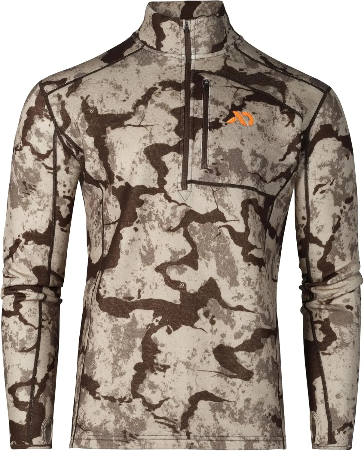 First Lite Men's Furnace Quarter Zip - Merino Wool Fleece Camo Hunting Long Sleeve, Insulated Midlayer, Hunting Gear For Men