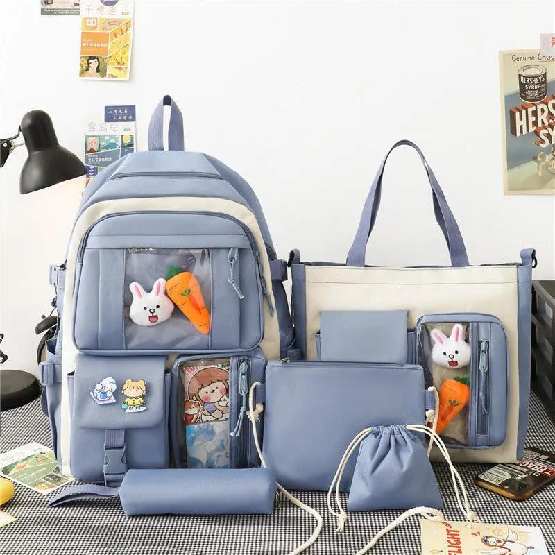 Five-piece Lightweight Student Backpack
