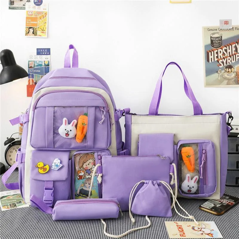 Five-piece Lightweight Student Backpack