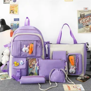 Five-piece Lightweight Student Backpack