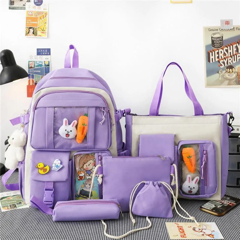 Five-piece Lightweight Student Backpack