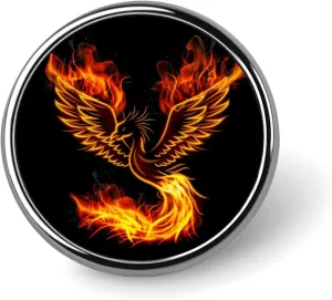 Flaming Phoenix Bird Brooch Pins Enamel Brooch Round Lapel Pin Art Decor for Bag Jacket Hat 1"