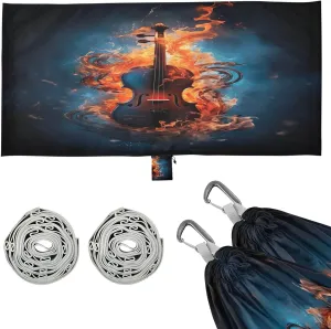 Flaming Violin Camping Hammock, 330 lbs with 2 Tree Straps, Carry Bag, Single Portable Hammock for Outdoor/Indoor, Hiking, Beach, Backpacking, Travel