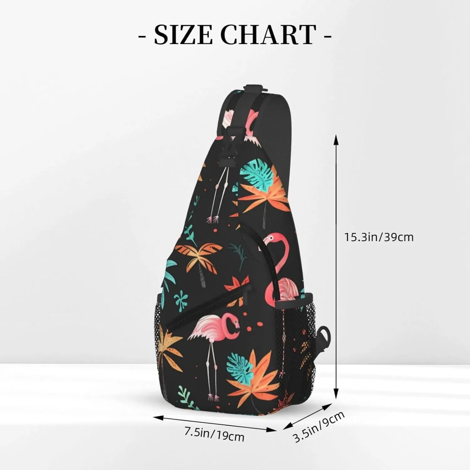 Flamingo Print Cross Chest Bag Diagonally Adjustable Straps Lightweight Sport Crossbody Bags