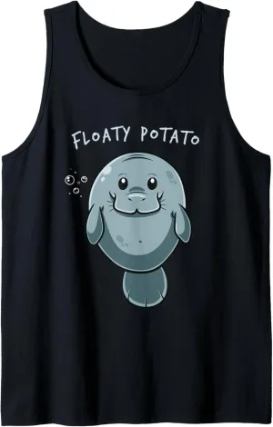 Flaoty Potato Manatee Funny Manati Manatee Chubby Mermaid Tank Top