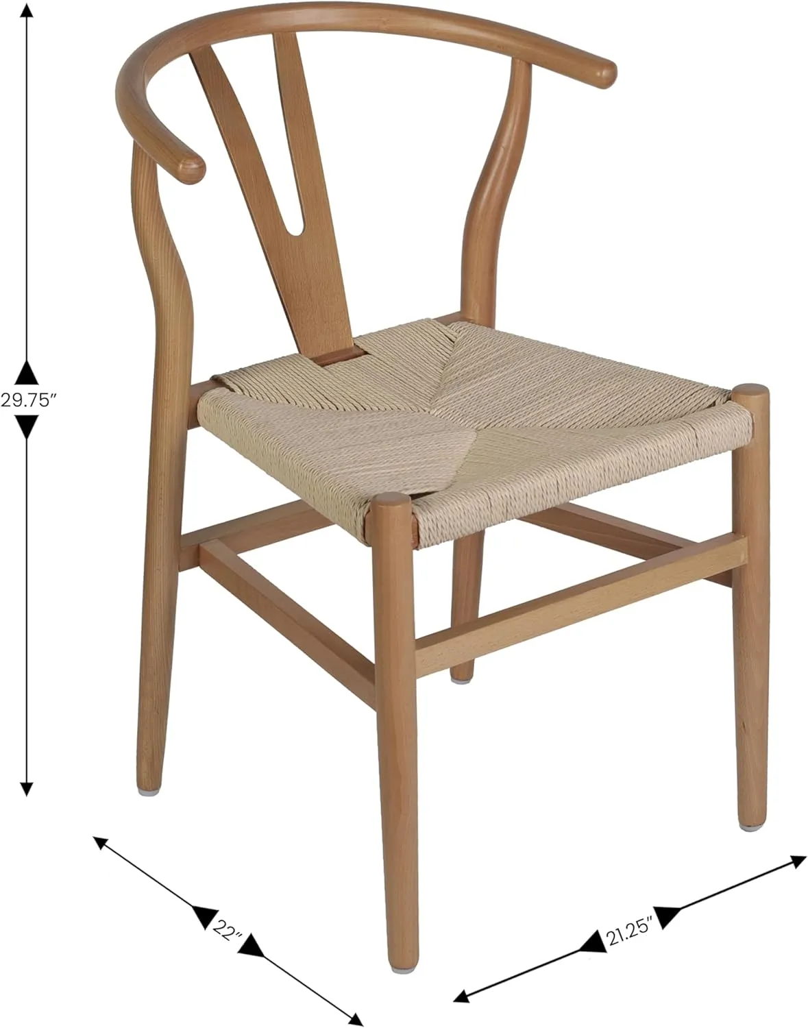 Flash Furniture Logan Commercial Wood Dining Chair, Wishbone Style, Stackable Design, Solid Wood Frame, Kraft Paper Seat, Mortise and Tenon, Oak/Natural