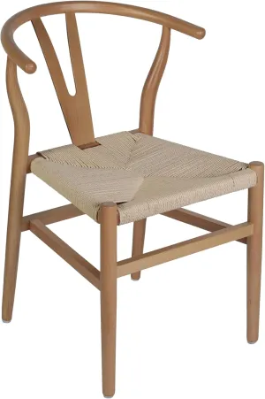 Flash Furniture Logan Commercial Wood Dining Chair, Wishbone Style, Stackable Design, Solid Wood Frame, Kraft Paper Seat, Mortise and Tenon, Oak/Natural