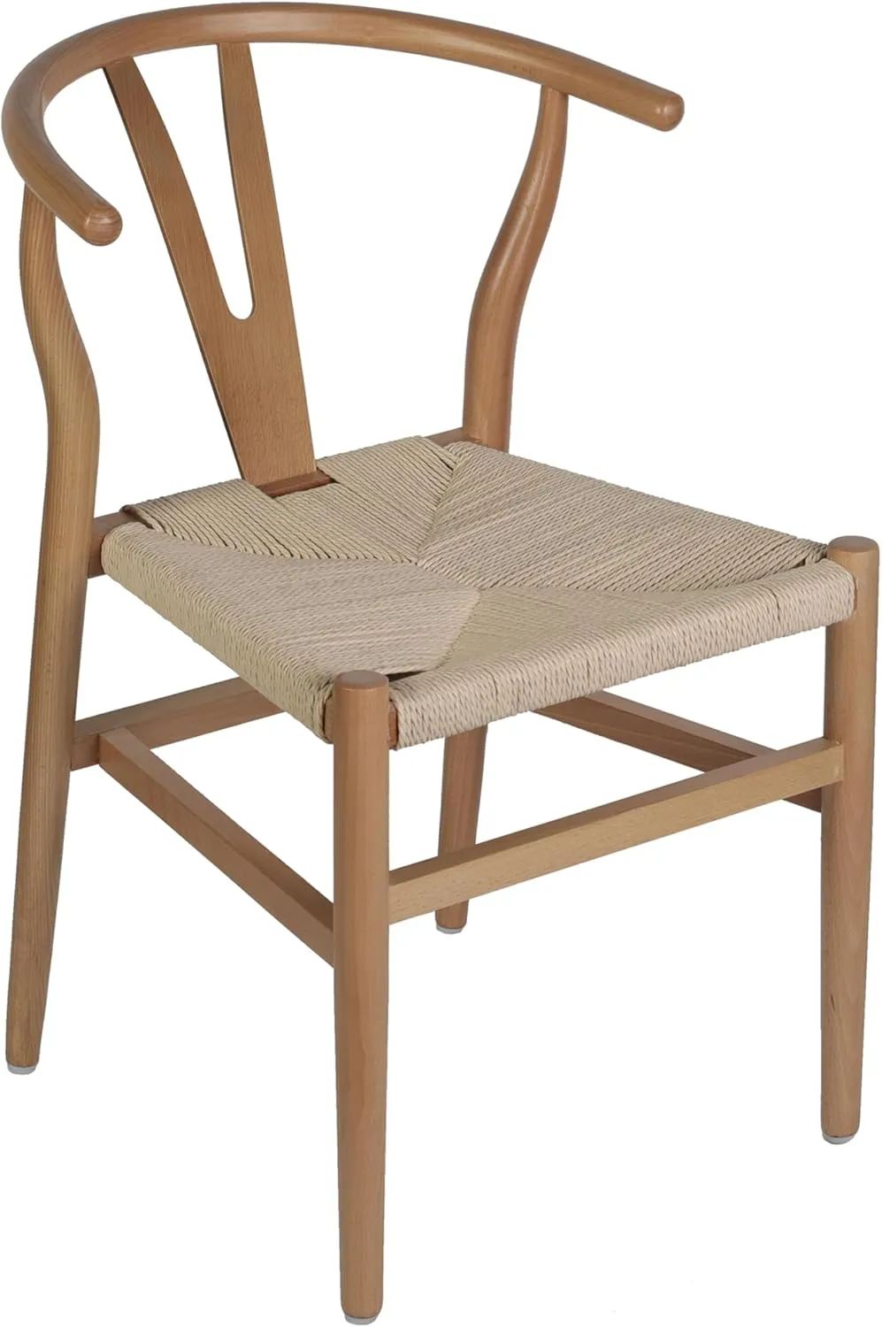 Flash Furniture Logan Commercial Wood Dining Chair, Wishbone Style, Stackable Design, Solid Wood Frame, Kraft Paper Seat, Mortise and Tenon, Oak/Natural