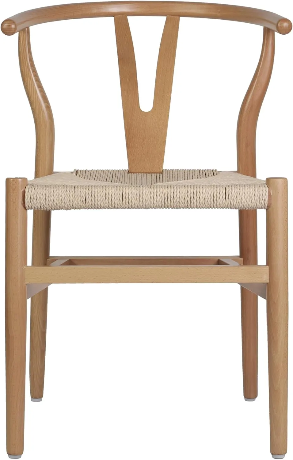 Flash Furniture Logan Commercial Wood Dining Chair, Wishbone Style, Stackable Design, Solid Wood Frame, Kraft Paper Seat, Mortise and Tenon, Oak/Natural