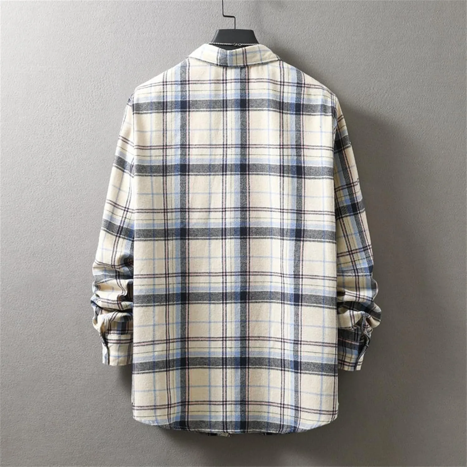 Fleece Plaid Flannel Jacket Button Long Sleeve Shirt Tops Men's Cardigan Long Sleeve Button Up Fleece Plaid Shirts