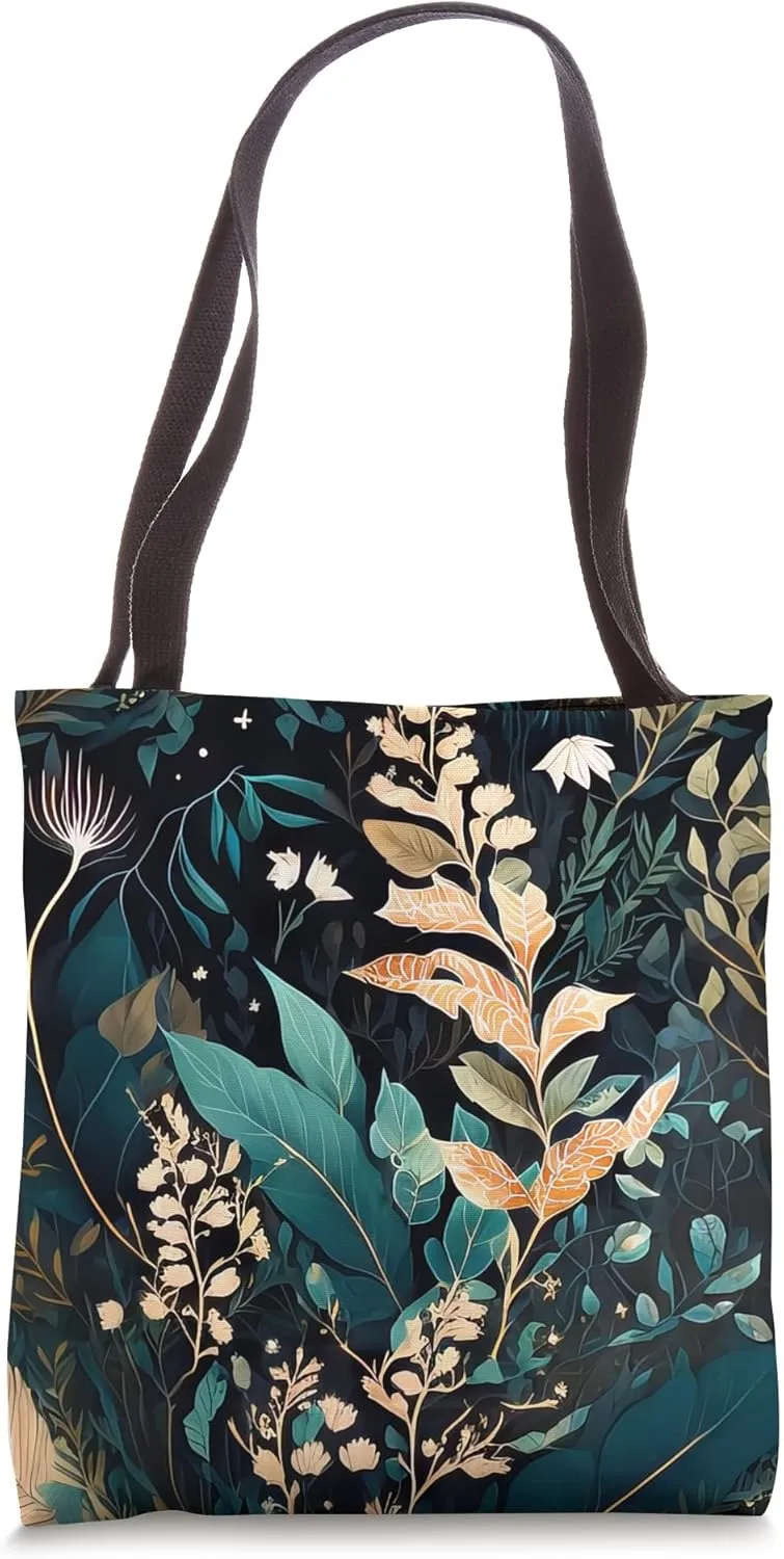 Floral Boho Foliage Flower Plant Nature Vegetation Flowery Tote Bag