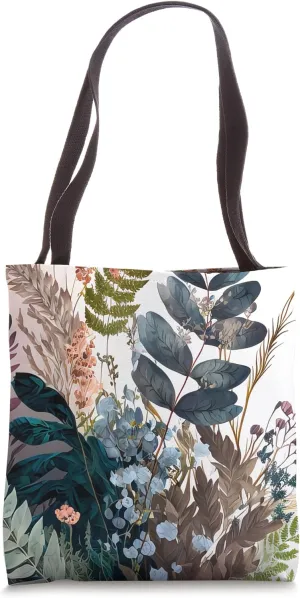 Floral Boho Foliage Flower Plant Nature Vegetation Flowery Tote Bag