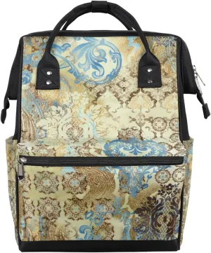 Floral Palace Motifs Diaper Bag Backpack Large Compartment Mommy Bag with Stroller Straps Waterproof Casual Daypack for Mom and Dad Travel Bag