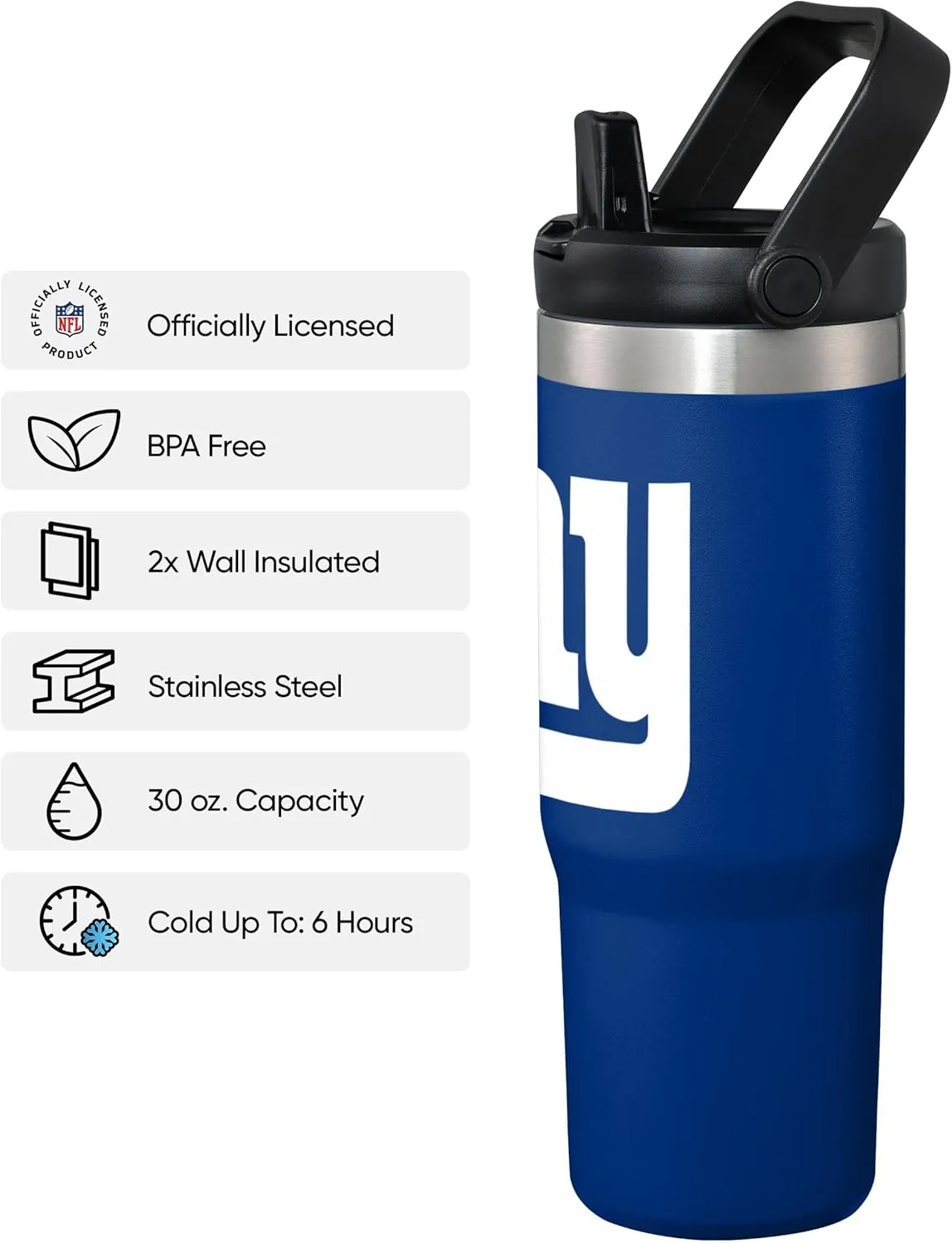 FOCO NFL Unisex-Adult NFL Team Logo Insulated Travel Mug 30oz Straw Tumbler