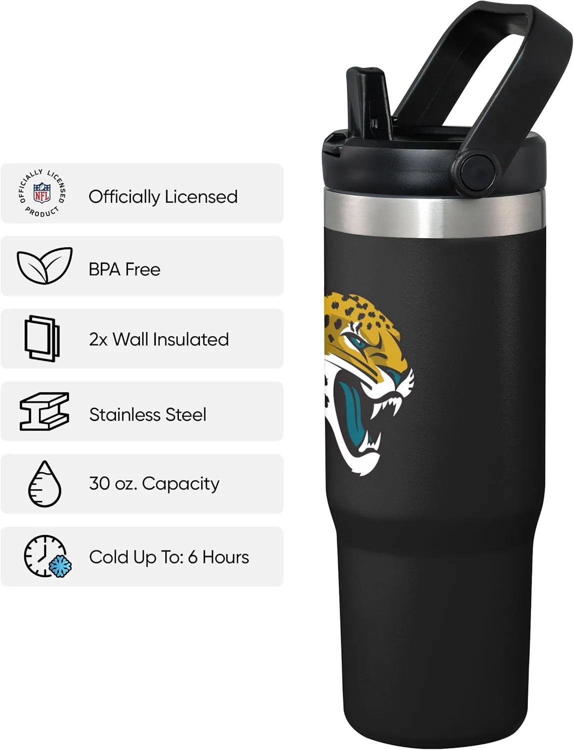 FOCO NFL Unisex-Adult NFL Team Logo Insulated Travel Mug 30oz Straw Tumbler