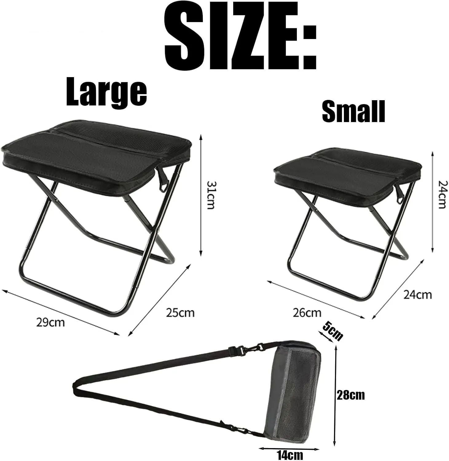Foldable Backpack Stool, 2025 Upgrade Camping Stool for Fishing Travel Picnics, Portable Seats for Mountaineering and Hiking, Collapsible Seat with Carrying Bag (Green, Small)