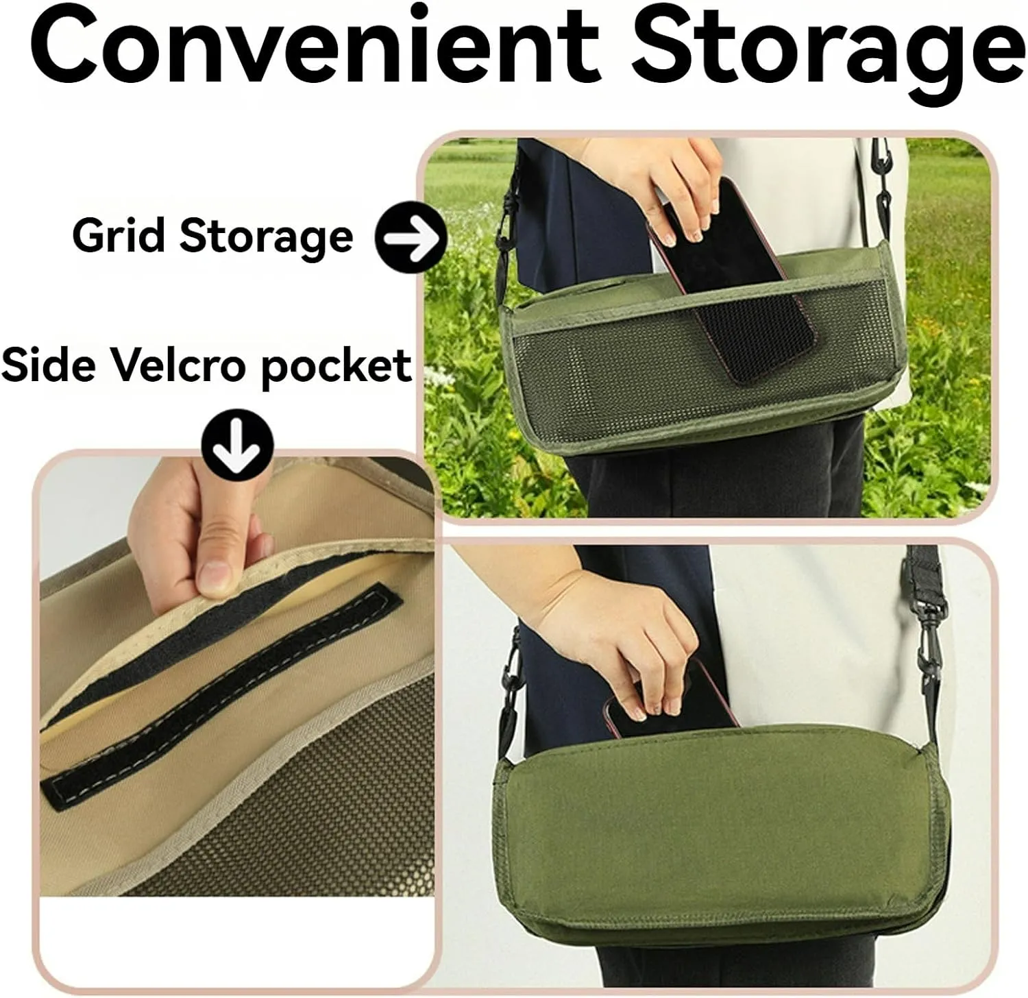 Foldable Backpack Stool, 2025 Upgrade Camping Stool for Fishing Travel Picnics, Portable Seats for Mountaineering and Hiking, Collapsible Seat with Carrying Bag (Green, Small)