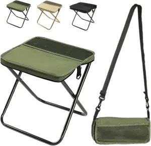 Foldable Backpack Stool, 2025 Upgrade Camping Stool for Fishing Travel Picnics, Portable Seats for Mountaineering and Hiking, Collapsible Seat with Carrying Bag (Green, Small)