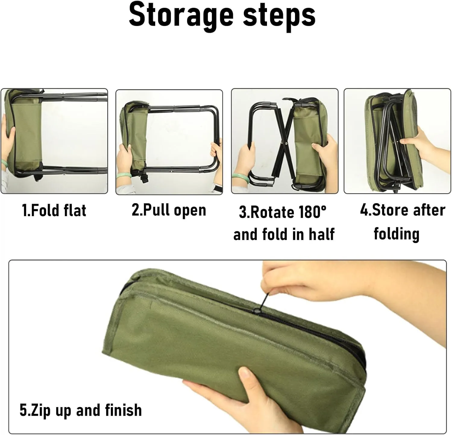 Foldable Backpack Stool, Portable Foldable Stool Chair for Bus Subway Fishing Camping and Hiking Outdoor Busy Commuters (Green-Large)