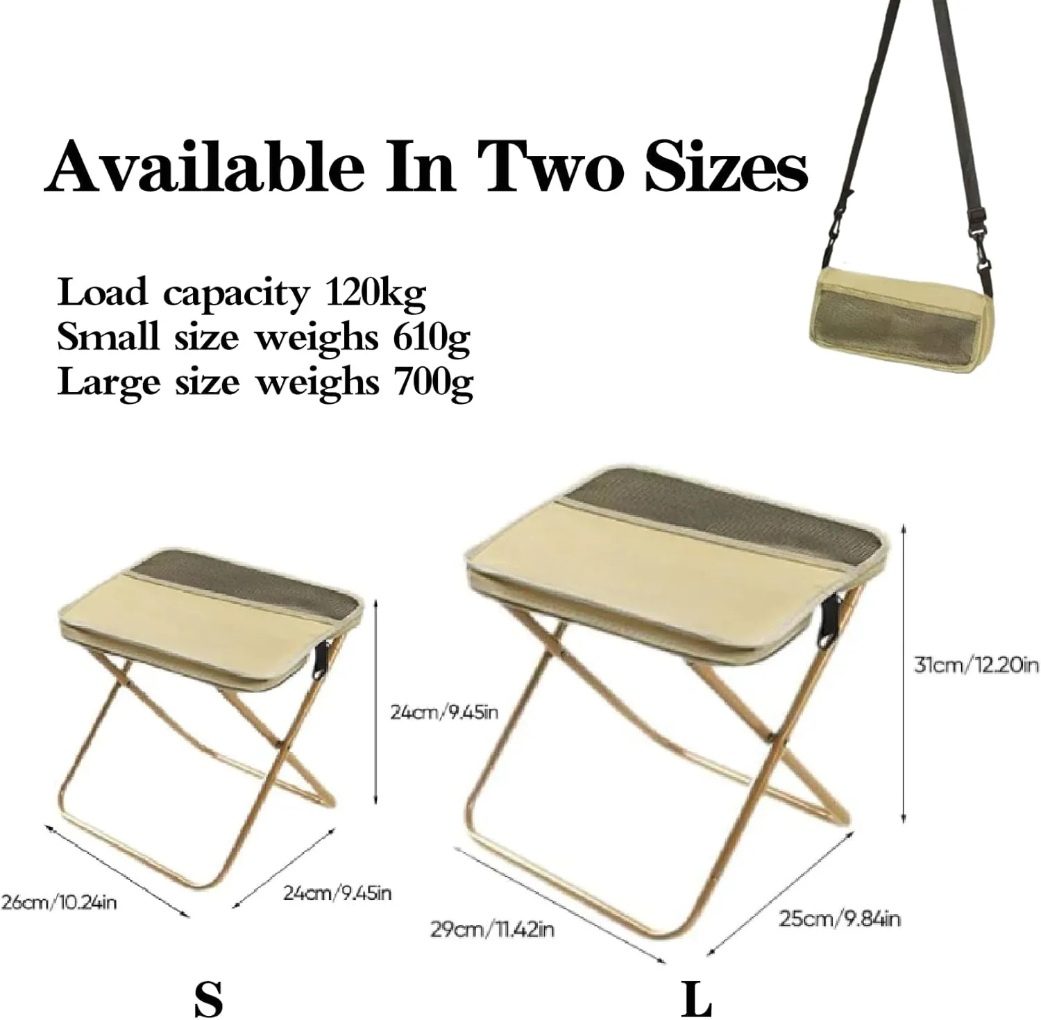 Foldable Backpack Stool, Portable Mini Outdoor Camping Folding Seat with Adjustable Shoulder Strap, Lightweight Outdoor Camping Stool for Camping, Fishing, Hiking, Outdoor Barbecue (Green-S)