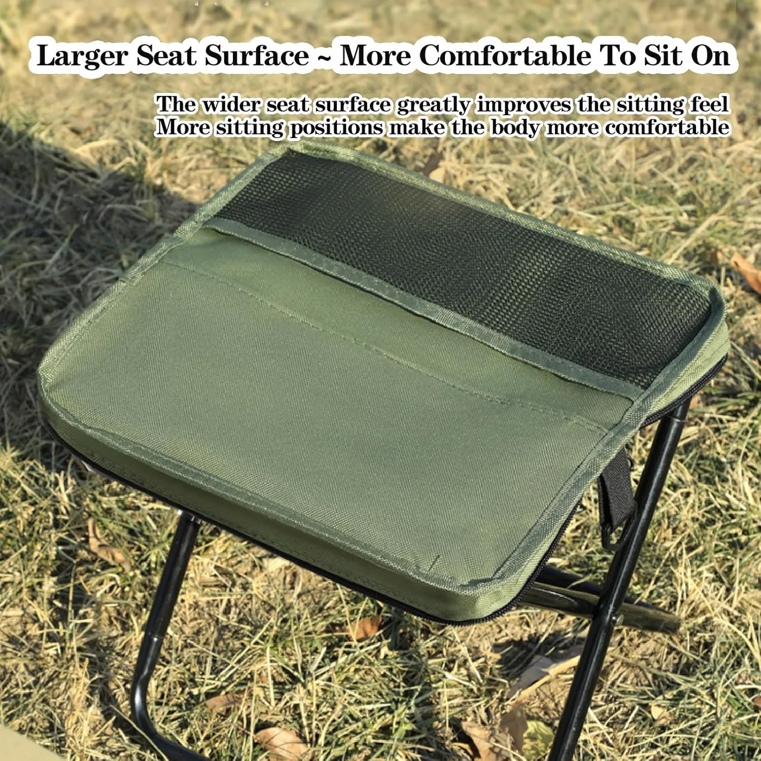 Foldable Backpack Stool, Portable Mini Outdoor Camping Folding Seat with Adjustable Shoulder Strap, Lightweight Outdoor Camping Stool for Camping, Fishing, Hiking, Outdoor Barbecue (Green-S)
