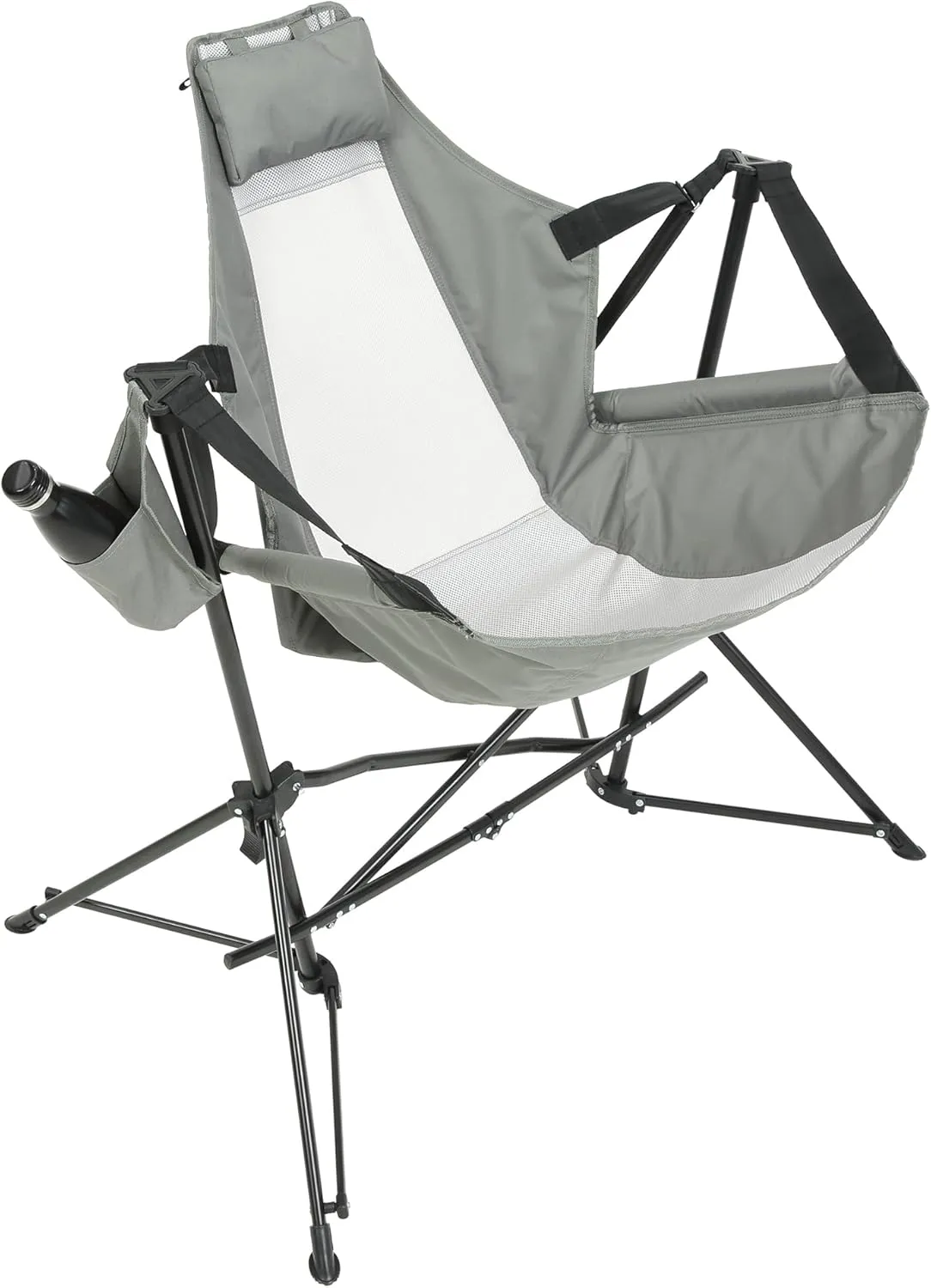 Folding Hammock Camping Chair, Portable Rocking Design, Sturdy Steel Frame, Grey