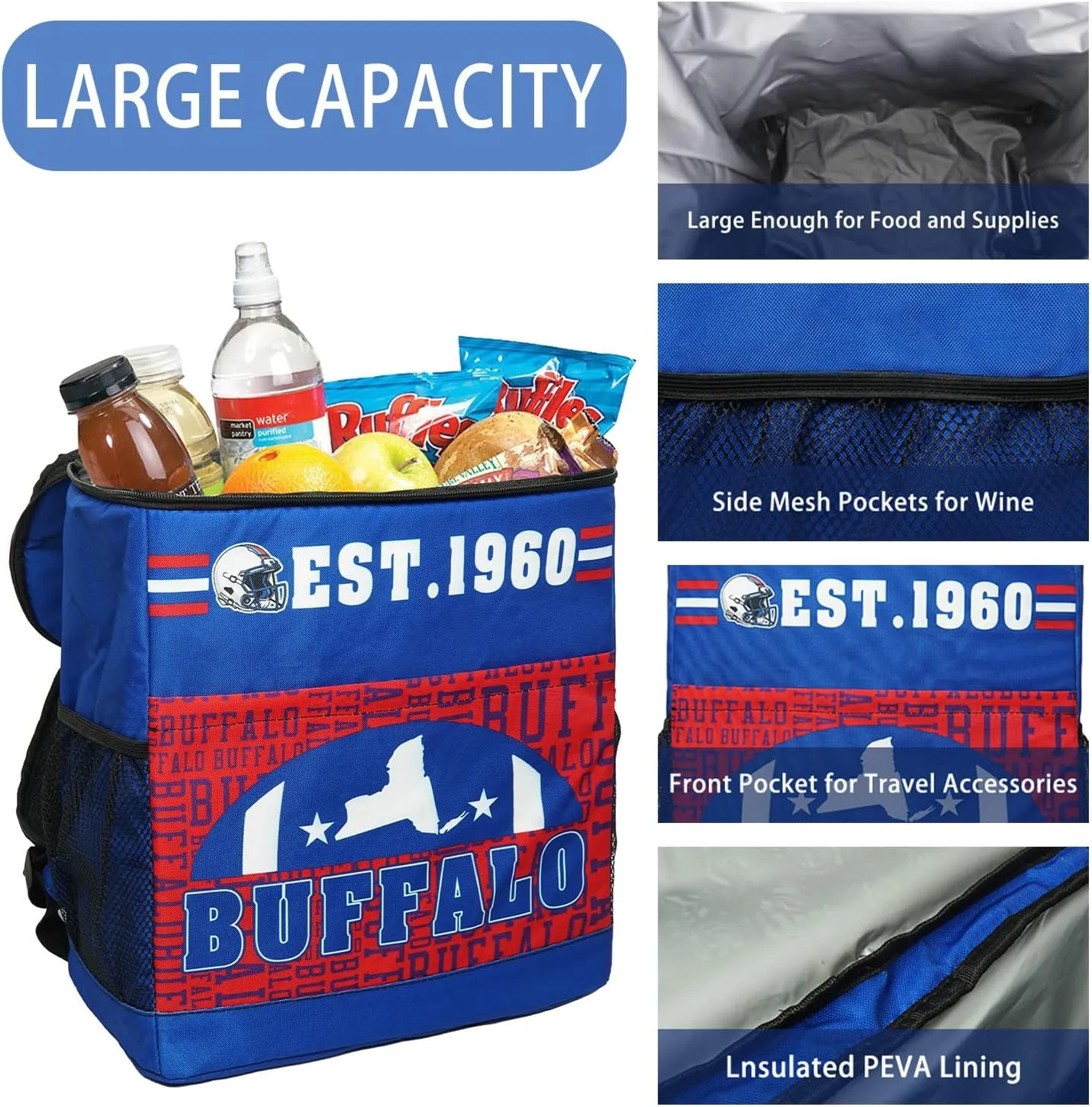 Football Fan Backpack Coolers for Men 30 Can Beer Cooler Bag Insulated Large Picnic Portable Leakproof Travel Cooler Bag