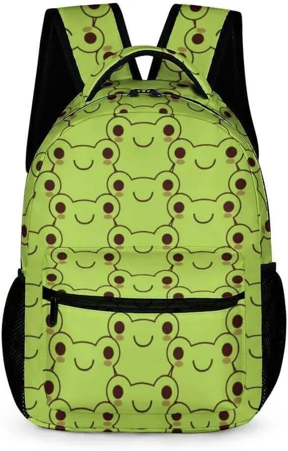 Frog Backpack for Kids Girls Boys School, 16 Inches Cute Frog Theme Bookbag, Adjustable, Lightweight, Large Capacity, Colorful Frog Backpack for School