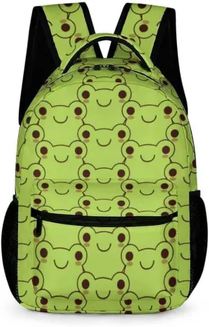 Frog Backpack for Kids Girls Boys School, 16 Inches Cute Frog Theme Bookbag, Adjustable, Lightweight, Large Capacity, Colorful Frog Backpack for School