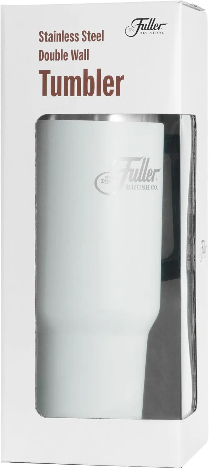 Fuller Brush Stainless Steel Tumbler with Handle - 40 oz. – Lead & BPA-Free - Double-Wall Insulated Travel Mug – Keeps Drinks Hot or Cold for Hours – Spill-Resistant Lid & Straw (Gray)