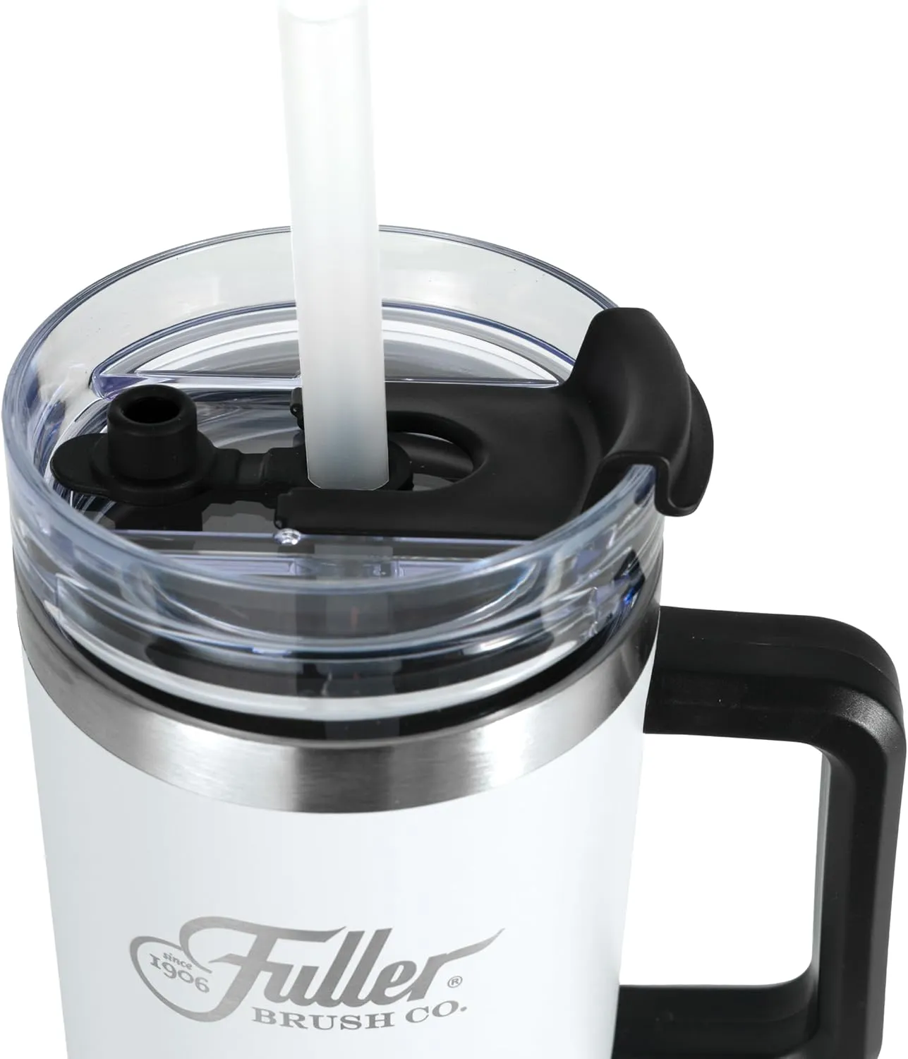 Fuller Brush Stainless Steel Tumbler with Handle - 40 oz. – Lead & BPA-Free - Double-Wall Insulated Travel Mug – Keeps Drinks Hot or Cold for Hours – Spill-Resistant Lid & Straw (Gray)