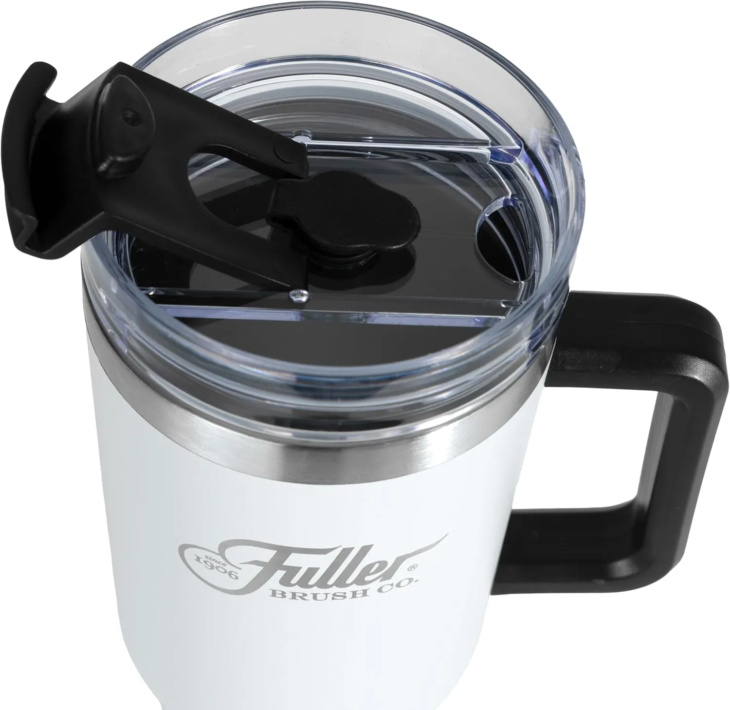 Fuller Brush Stainless Steel Tumbler with Handle - 40 oz. – Lead & BPA-Free - Double-Wall Insulated Travel Mug – Keeps Drinks Hot or Cold for Hours – Spill-Resistant Lid & Straw (Gray)