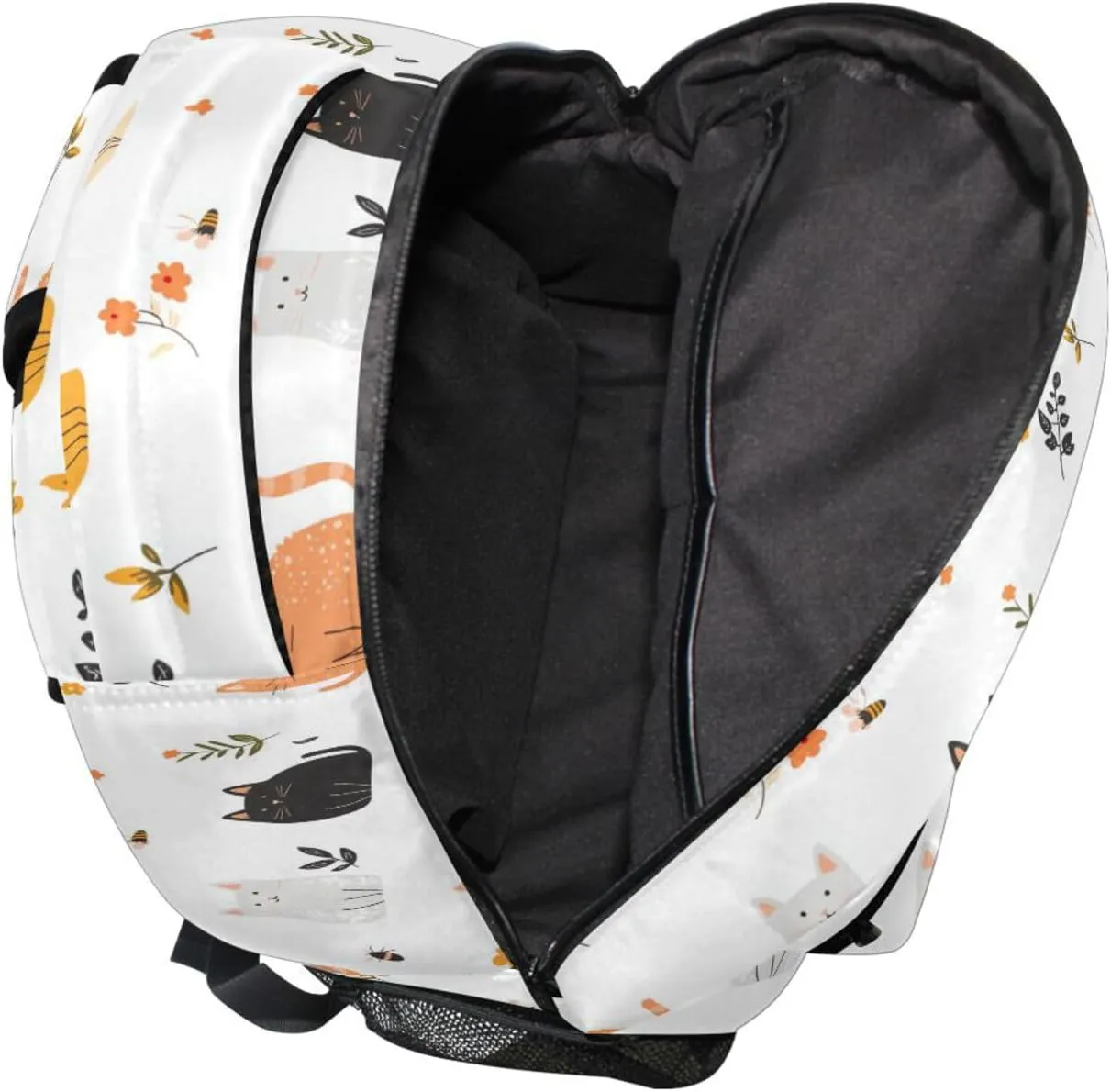Fun Backpack for Men and Women Waterproof Backpack with Chest Strap for Travel Trip Cartoon Sweet Singapura Cats White