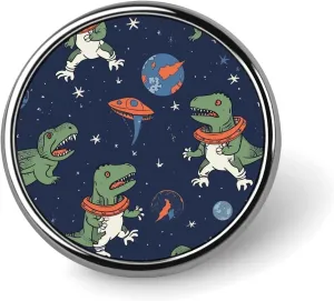 Funny Astronaut Dinosaur Rocket Round Badge Personalized Lapel Brooch Lightweight Durable Tinplate Badge for Hat Clothes Backpack Pins Decor