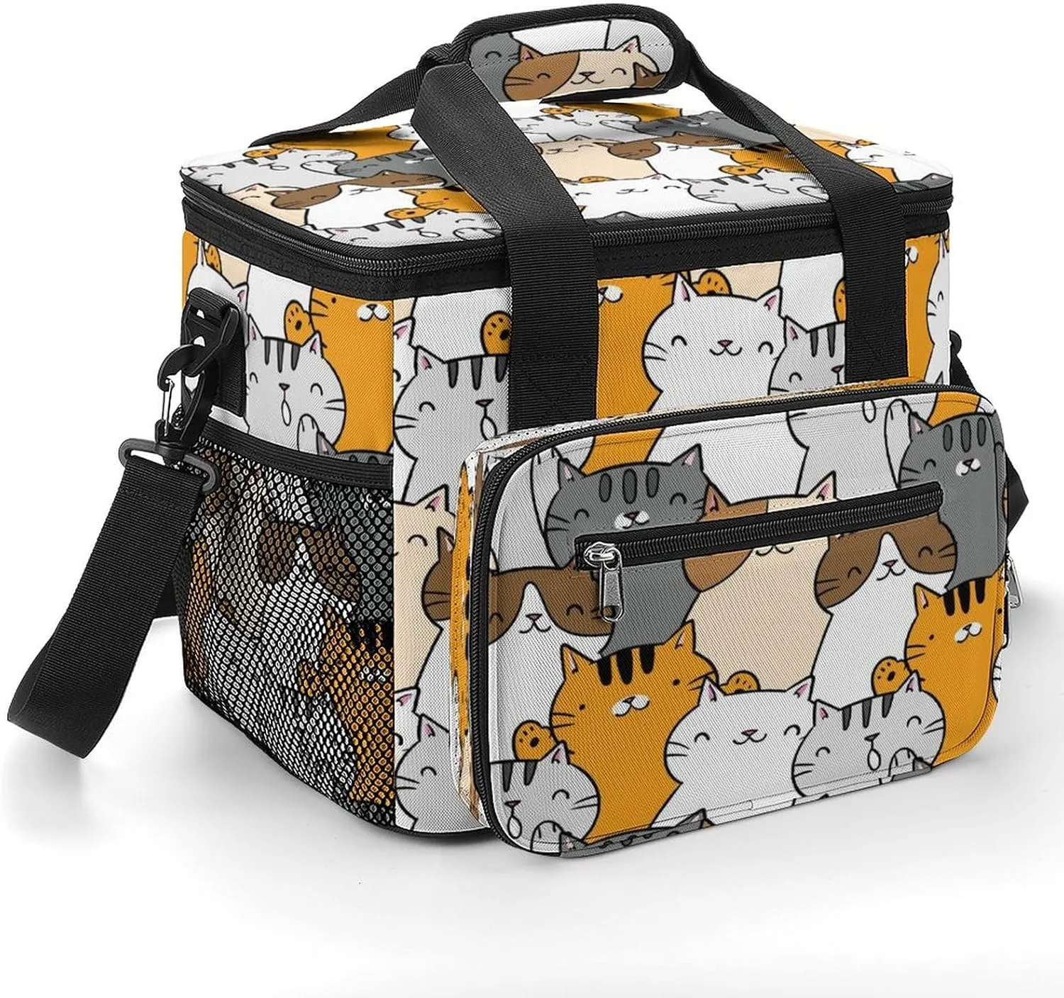 Funny Cartoon Cat 22.5L Insulated Camping Coolers Bag Cute Animal Large Leakproof Ice Chest for Beach Travel Picnic