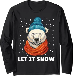 Funny Polar Bear Tee Winter Christmas Ice Bear Let It Snow Long Sleeve T-Shirt