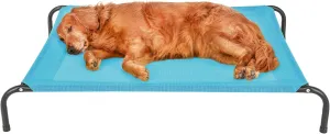 FurHaven Elevated Pet Cots - Cooling & Breathable Nylon Mesh Hammock for Large Dogs/Easy-to-Assemble / / Durable and Reinforced/Perfect for Rest & Relaxation Outdoors - Capri Blue, Large