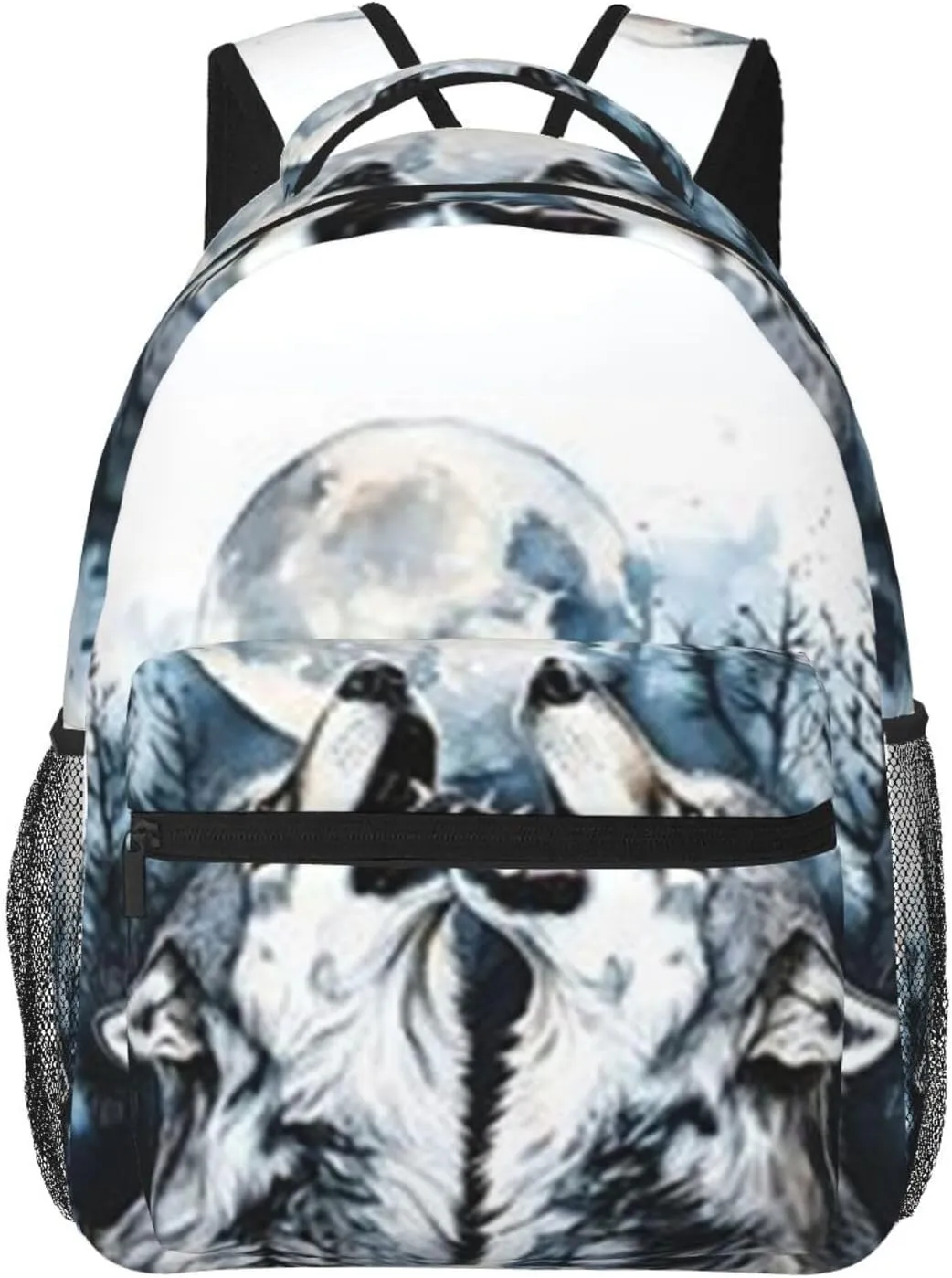 G-ray Wolf Lightweight Casual Student Backpack With Adjustable Shoulder Straps And Cushioned Back For Comfort Black